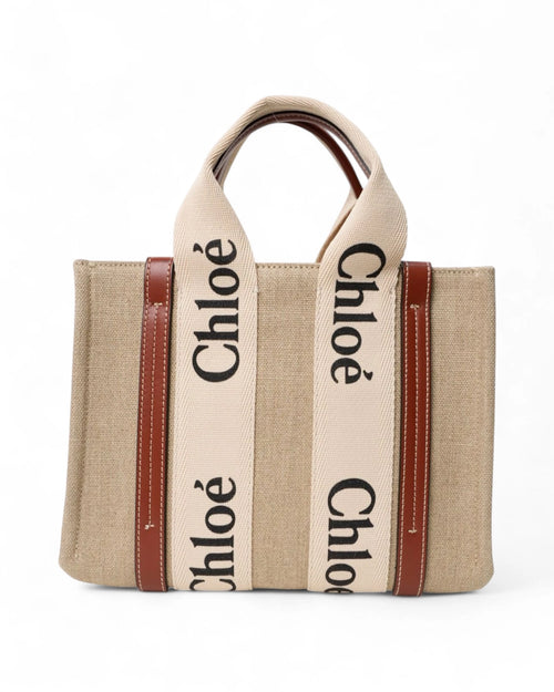Chloé Tote Woody Small Lino Marrone