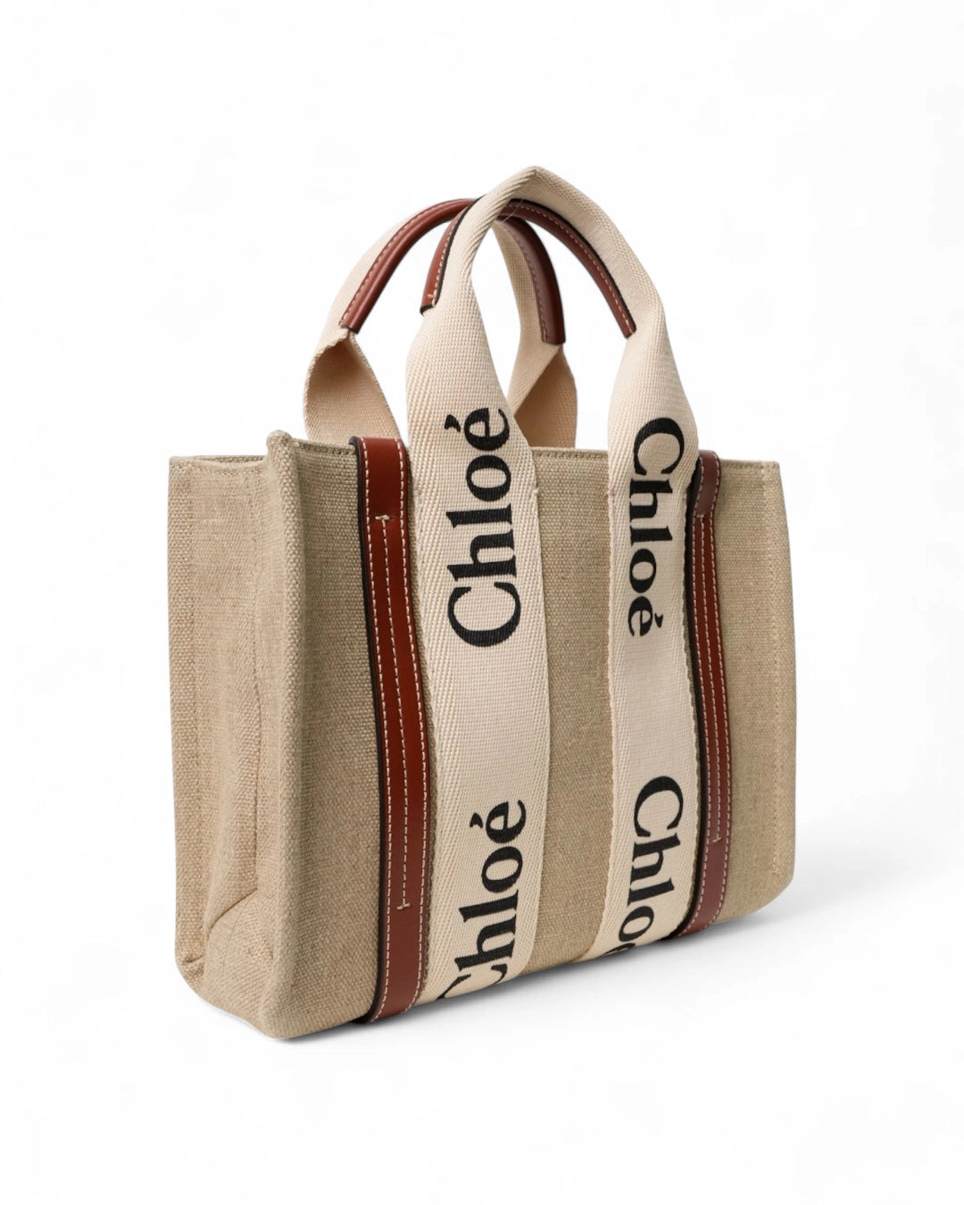 Chloé Tote Woody Small Lino Marrone