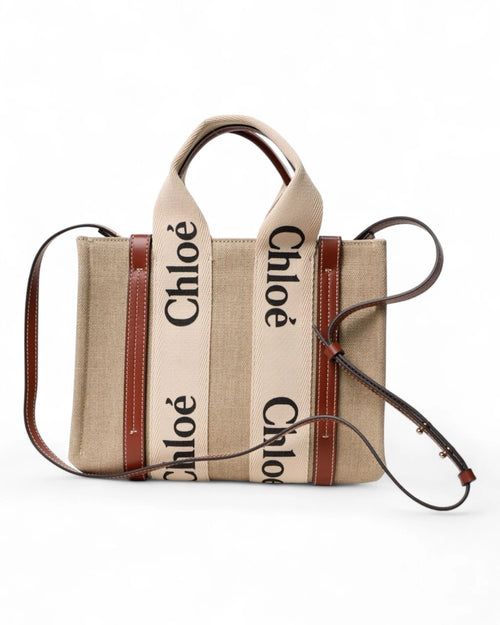 Chloé Tote Woody Small Lino Marrone