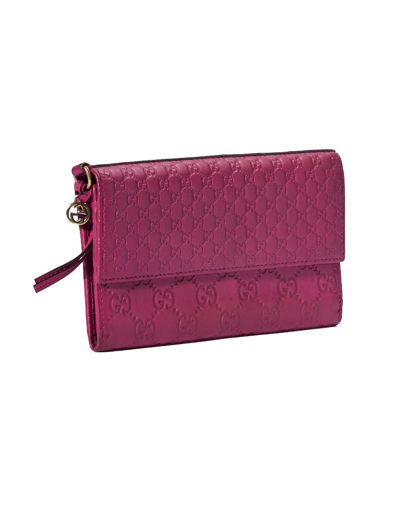 Gucci Portafoglio Clip Micro Guccissima Fucsia