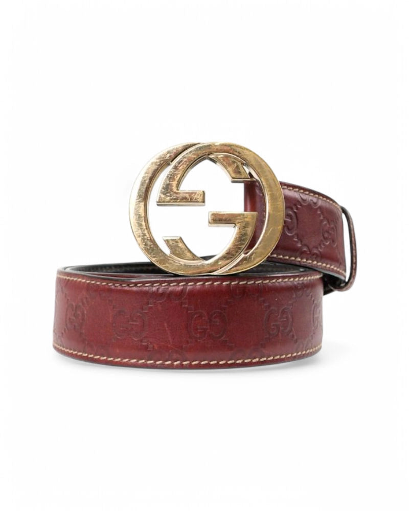 Gucci Cintura GG Interlocking Guccissima Bordeaux