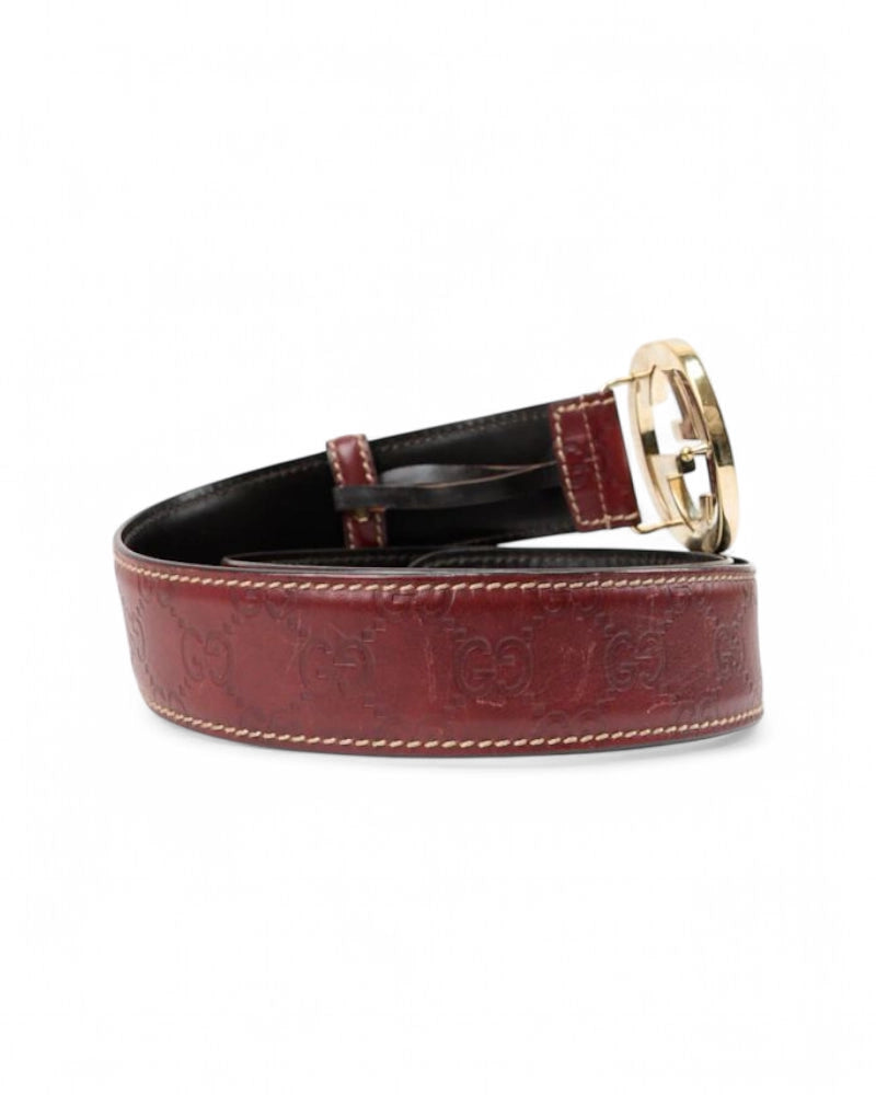 Gucci Cintura GG Interlocking Guccissima Bordeaux