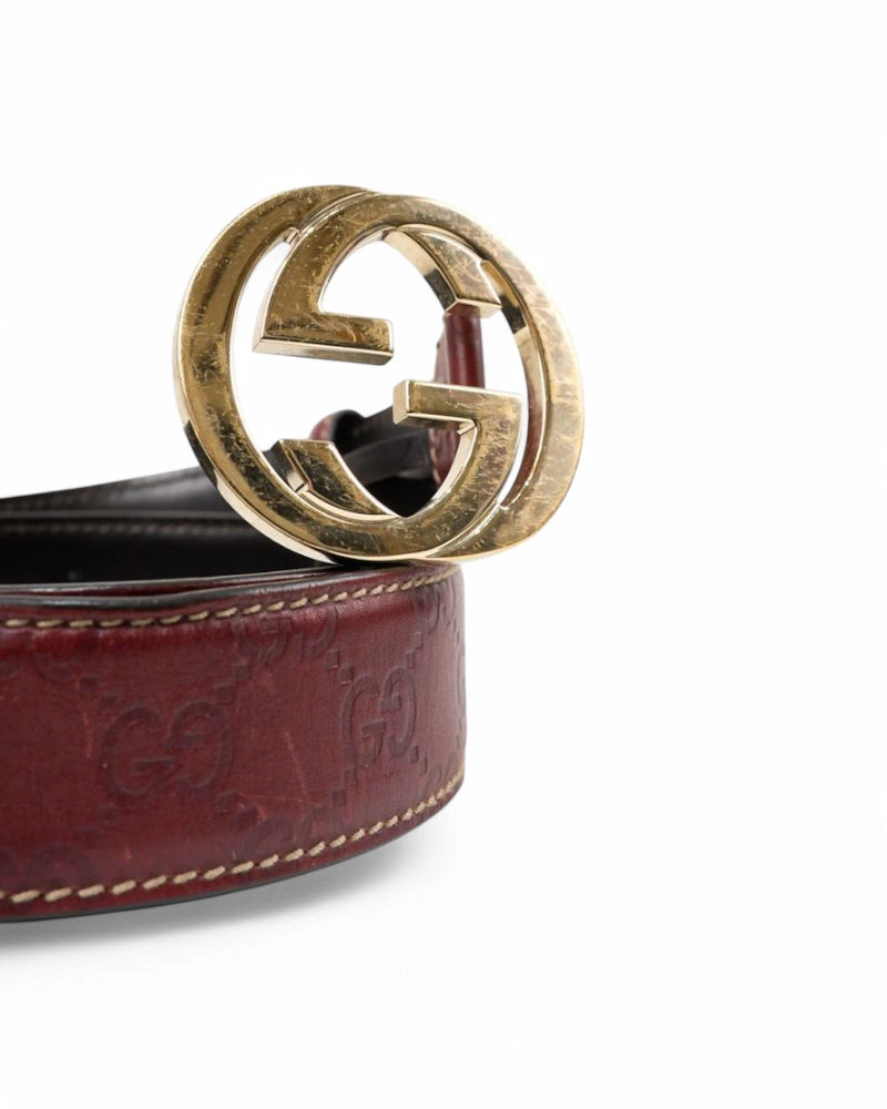 Gucci Cintura GG Interlocking Guccissima Bordeaux